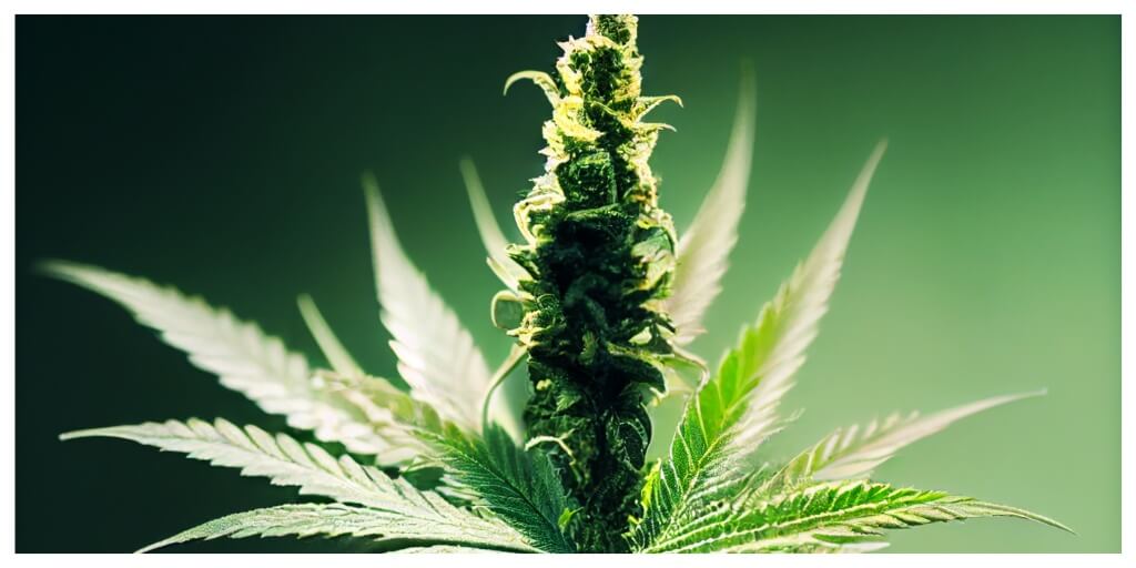 bruce banner strain, cannabis flower with green background